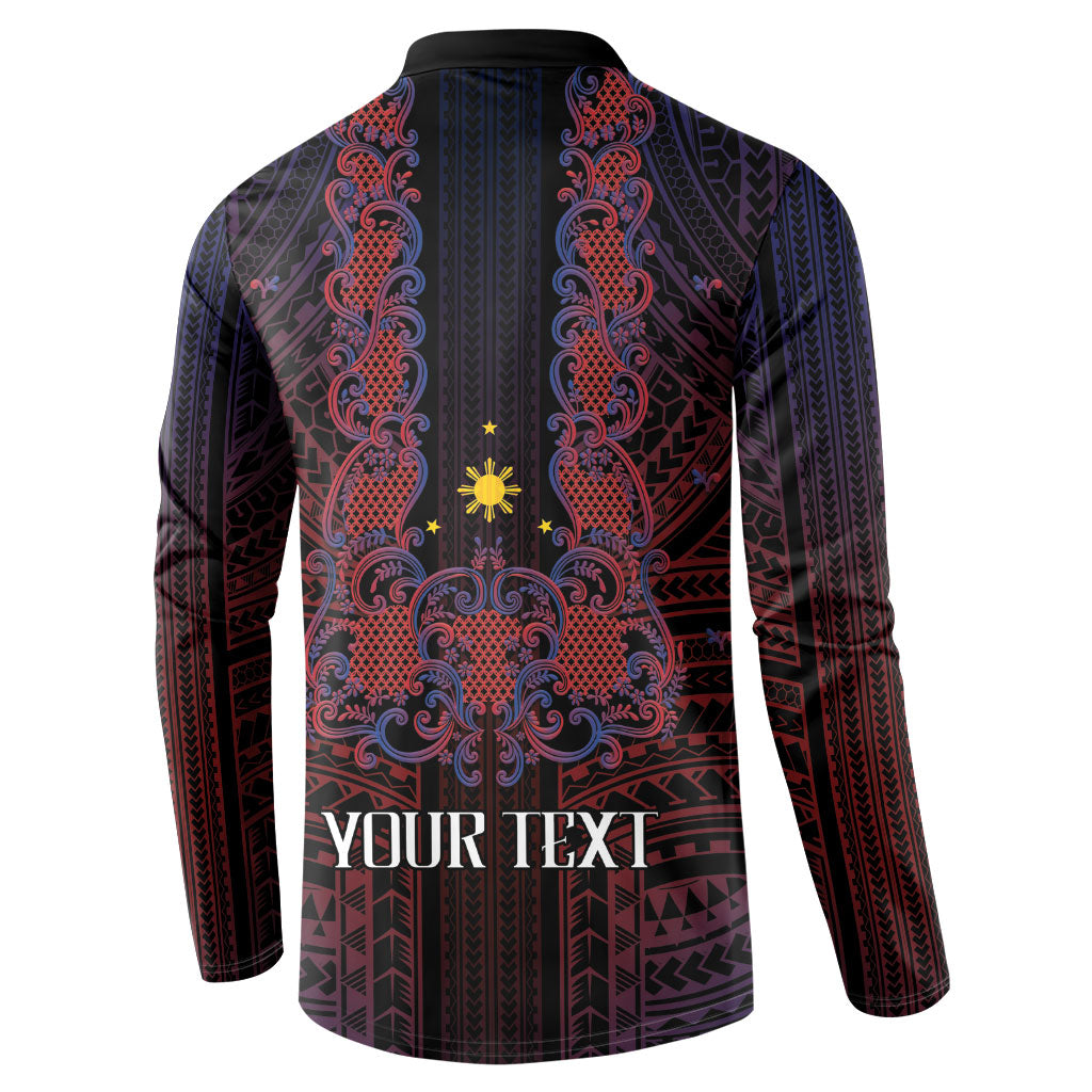 Filipino Barong Tagalog Inspired Personalised Button Sweatshirt Mabuhay Philippines Festival Polynesian Pattern LT14 - Polynesian Pride