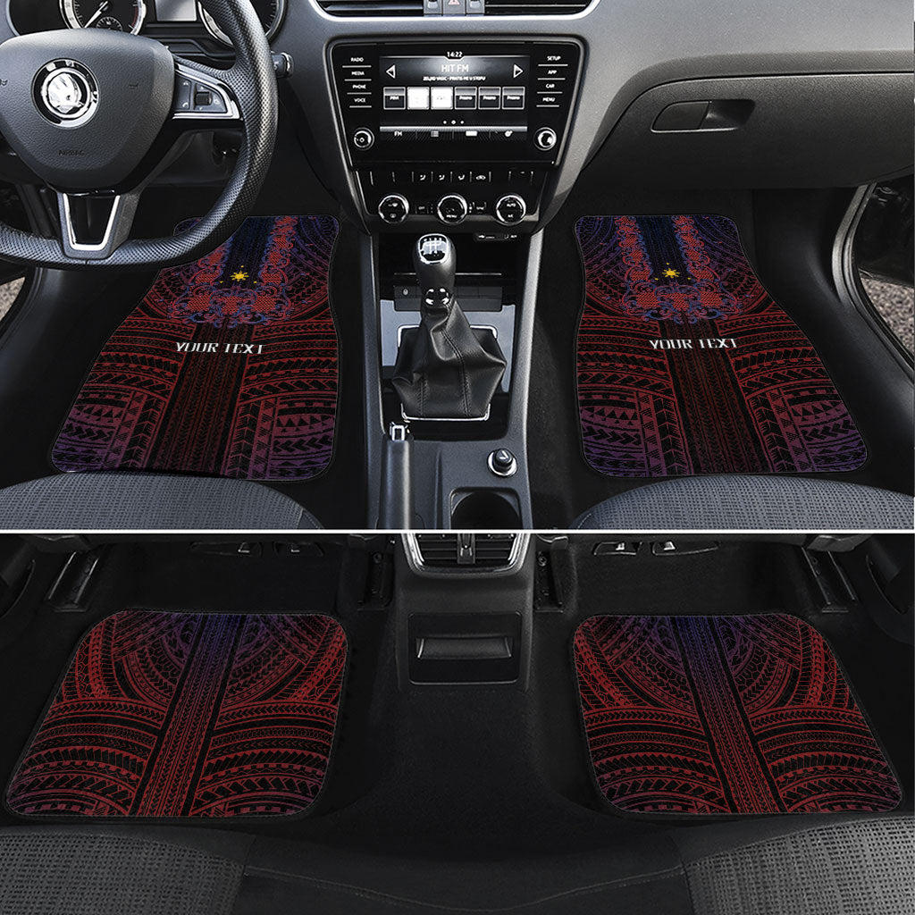 Filipino Barong Tagalog Inspired Personalised Car Mats Mabuhay Philippines Festival Polynesian Pattern LT14 Set 4pcs Black - Polynesian Pride