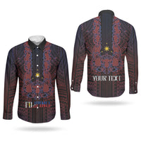 Filipino Barong Tagalog Inspired Personalised Couples Matching Off Shoulder Short Dress and Long Sleeve Button Shirt Mabuhay Philippines Festival Polynesian Pattern LT14 - Polynesian Pride