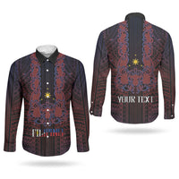 Filipino Barong Tagalog Inspired Personalised Couples Matching Short Sleeve Bodycon Dress and Long Sleeve Button Shirt Mabuhay Philippines Festival Polynesian Pattern LT14 - Polynesian Pride