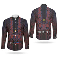 Filipino Barong Tagalog Inspired Personalised Couples Matching Summer Maxi Dress and Long Sleeve Button Shirt Mabuhay Philippines Festival Polynesian Pattern LT14 - Polynesian Pride