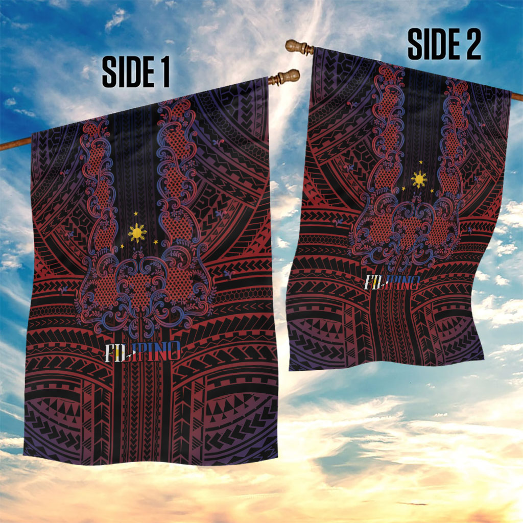 Filipino Barong Tagalog Inspired Garden Flag Mabuhay Philippines Festival Polynesian Pattern LT14 - Polynesian Pride