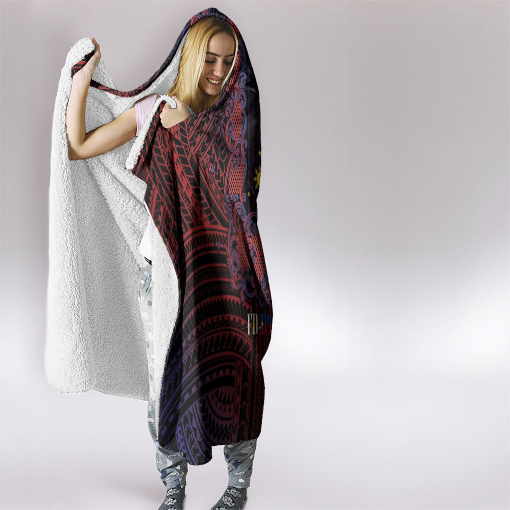 Filipino Barong Tagalog Inspired Hooded Blanket Mabuhay Philippines Festival Polynesian Pattern LT14 - Polynesian Pride