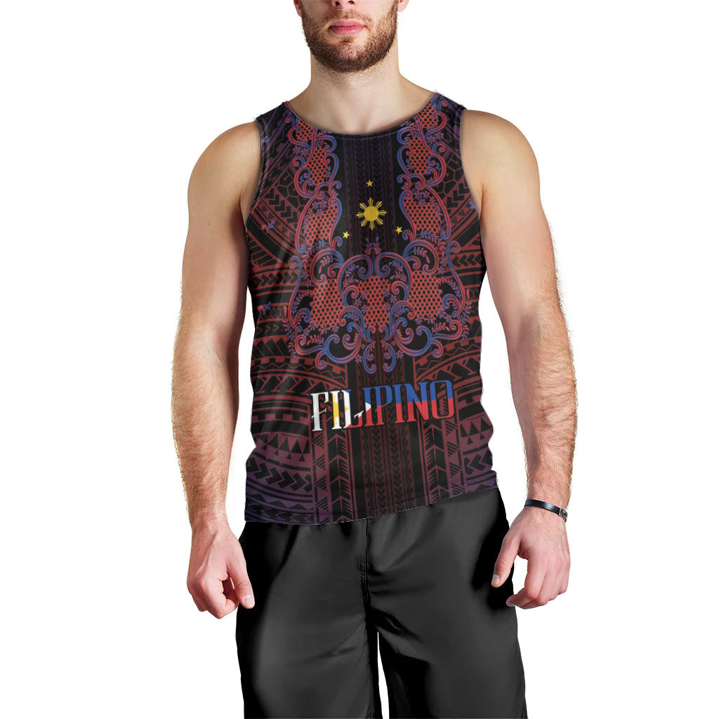 Filipino Barong Tagalog Inspired Personalised Men Tank Top Mabuhay Philippines Festival Polynesian Pattern LT14 - Polynesian Pride