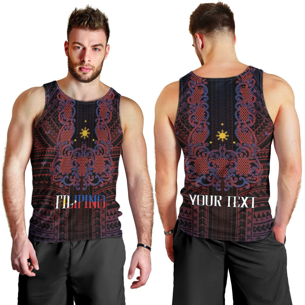 Filipino Barong Tagalog Inspired Personalised Men Tank Top Mabuhay Philippines Festival Polynesian Pattern LT14 - Polynesian Pride