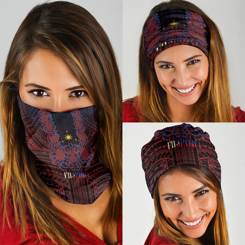 Filipino Barong Tagalog Inspired Neck Gaiter Mabuhay Philippines Festival Polynesian Pattern LT14 - Polynesian Pride