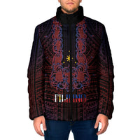 Filipino Barong Tagalog Inspired Personalised Padded Jacket Mabuhay Philippines Festival Polynesian Pattern LT14 Men Black - Polynesian Pride