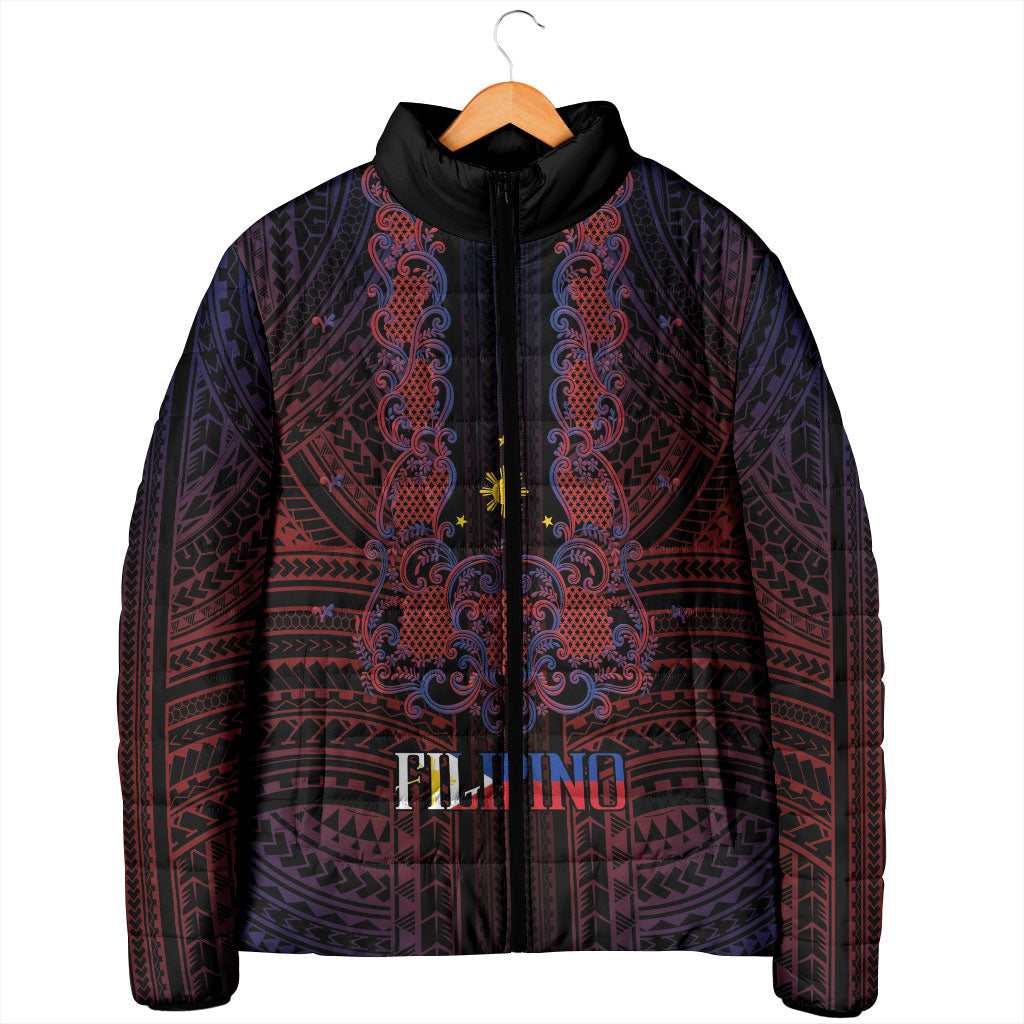 Filipino Barong Tagalog Inspired Personalised Padded Jacket Mabuhay Philippines Festival Polynesian Pattern LT14 - Polynesian Pride