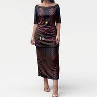 Filipino Barong Tagalog Inspired Personalised Puletasi Mabuhay Philippines Festival Polynesian Pattern LT14 Long Dress Black - Polynesian Pride