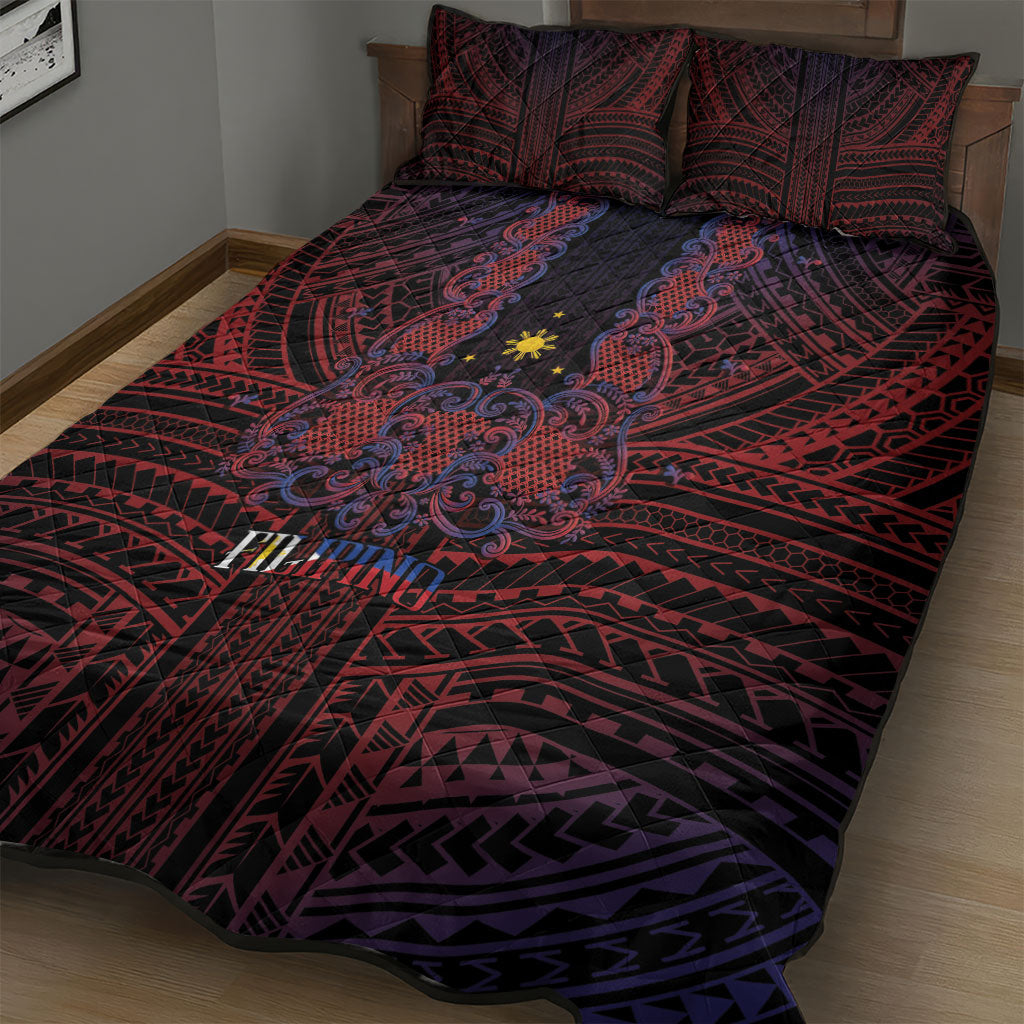 Filipino Barong Tagalog Inspired Quilt Bed Set Mabuhay Philippines Festival Polynesian Pattern LT14 - Polynesian Pride