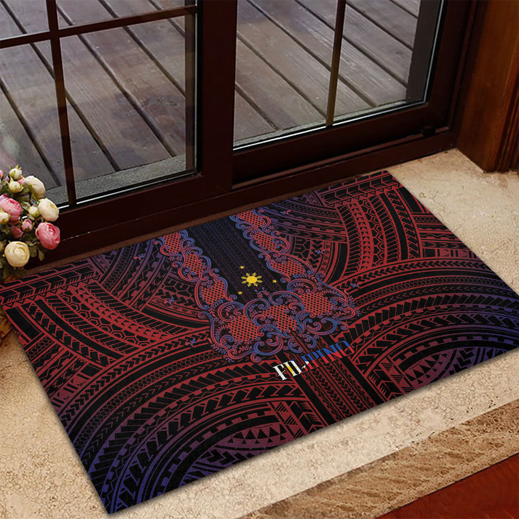 Filipino Barong Tagalog Inspired Rubber Doormat Mabuhay Philippines Festival Polynesian Pattern LT14 - Polynesian Pride