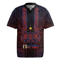 Filipino Barong Tagalog Inspired Personalised Rugby Jersey Mabuhay Philippines Festival Polynesian Pattern LT14 Black - Polynesian Pride