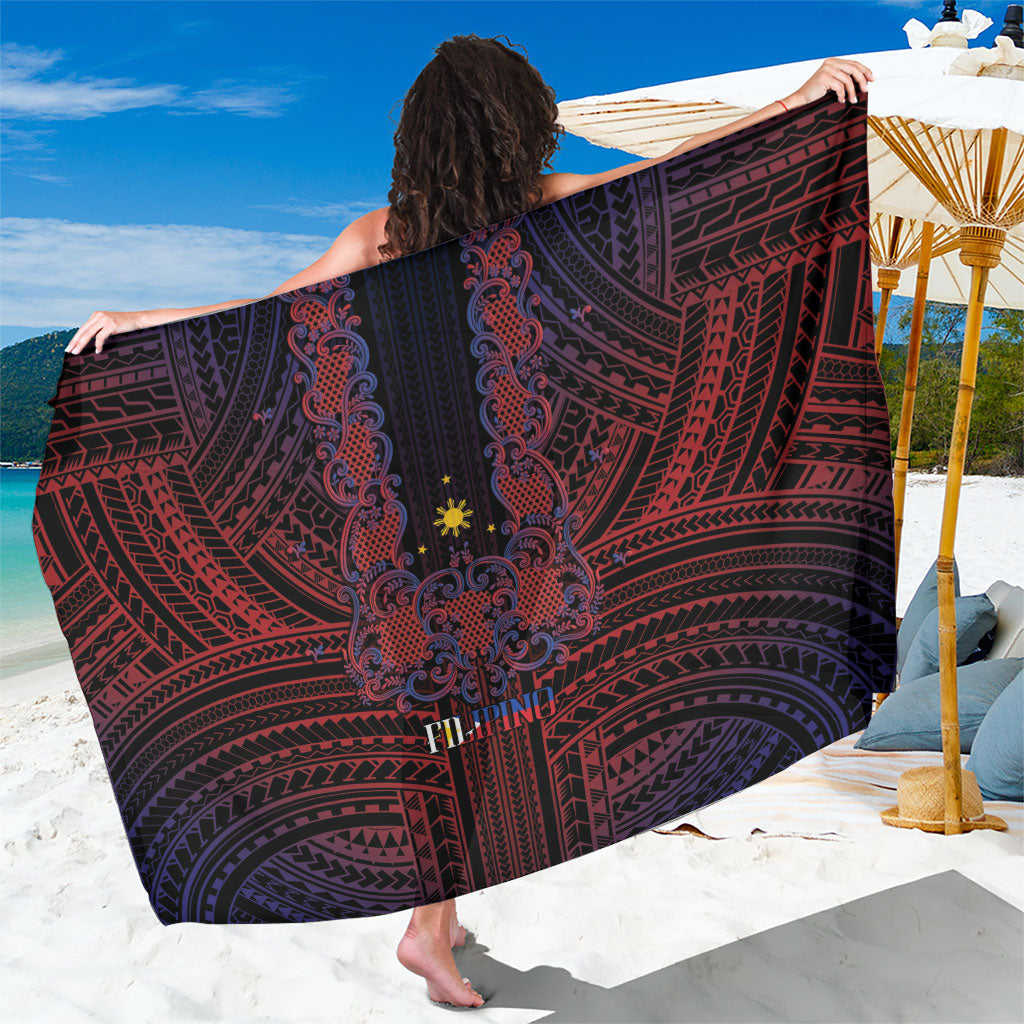 Filipino Barong Tagalog Inspired Sarong Mabuhay Philippines Festival Polynesian Pattern LT14 One Size 44 x 66 inches Black - Polynesian Pride
