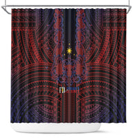 Filipino Barong Tagalog Inspired Shower Curtain Mabuhay Philippines Festival Polynesian Pattern LT14 Black - Polynesian Pride