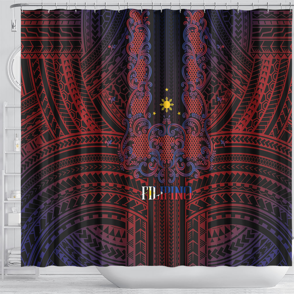 Filipino Barong Tagalog Inspired Shower Curtain Mabuhay Philippines Festival Polynesian Pattern LT14 - Polynesian Pride