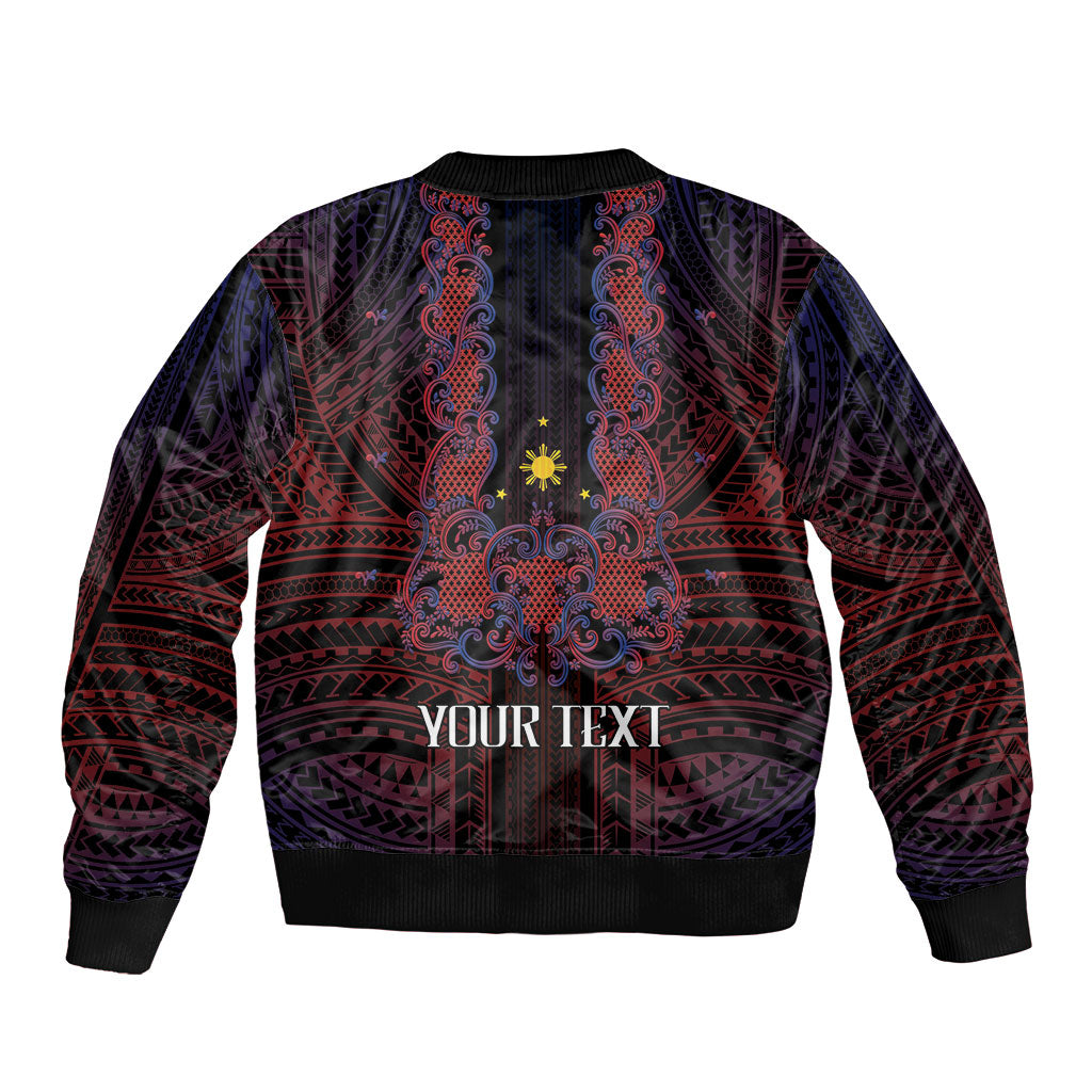 Filipino Barong Tagalog Inspired Personalised Sleeve Zip Bomber Jacket Mabuhay Philippines Festival Polynesian Pattern LT14 - Polynesian Pride