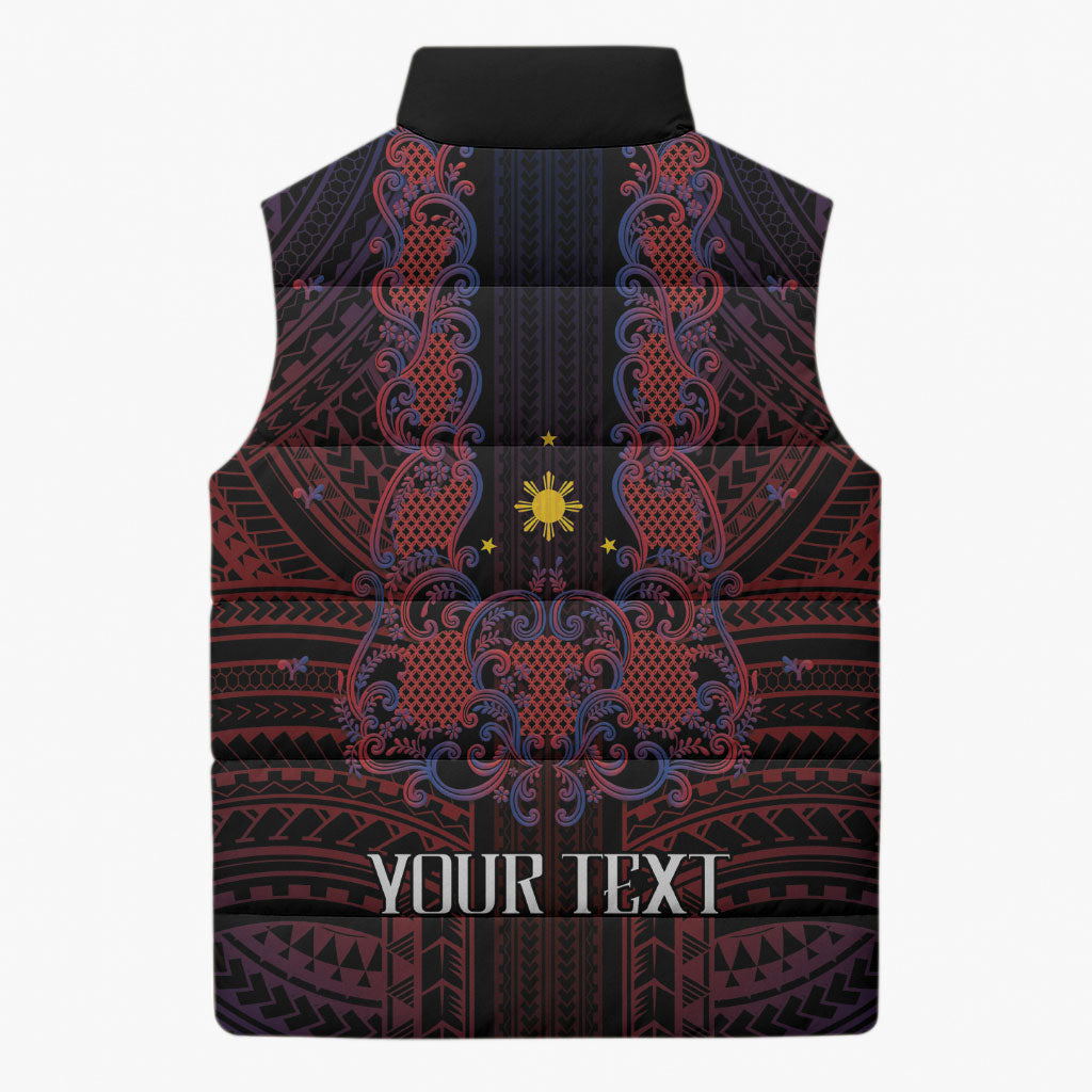 Filipino Barong Tagalog Inspired Personalised Sleeveless Puffer Jacket Mabuhay Philippines Festival Polynesian Pattern LT14 - Polynesian Pride