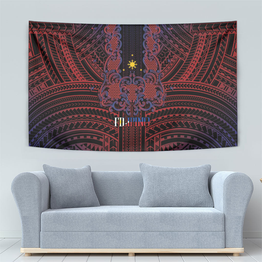Filipino Barong Tagalog Inspired Tapestry Mabuhay Philippines Festival Polynesian Pattern LT14 - Polynesian Pride