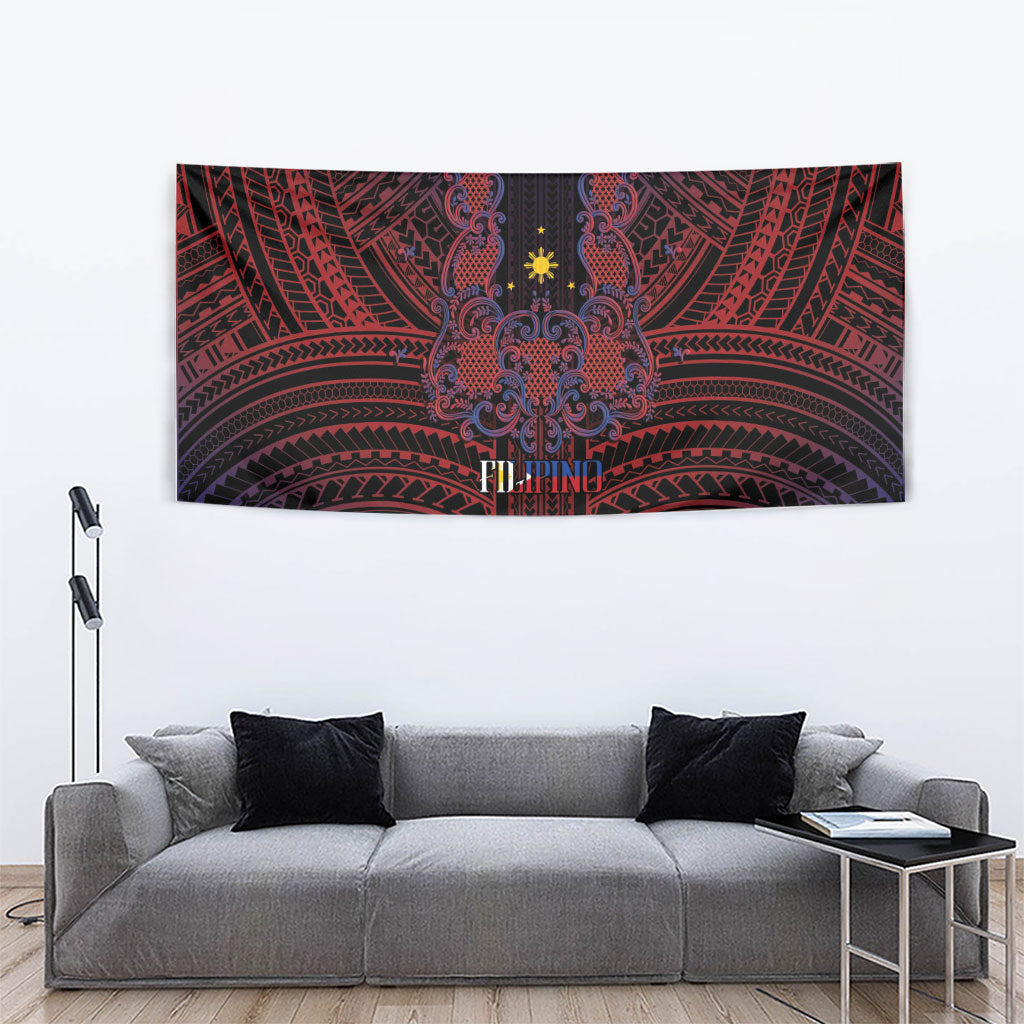 Filipino Barong Tagalog Inspired Tapestry Mabuhay Philippines Festival Polynesian Pattern LT14 - Polynesian Pride