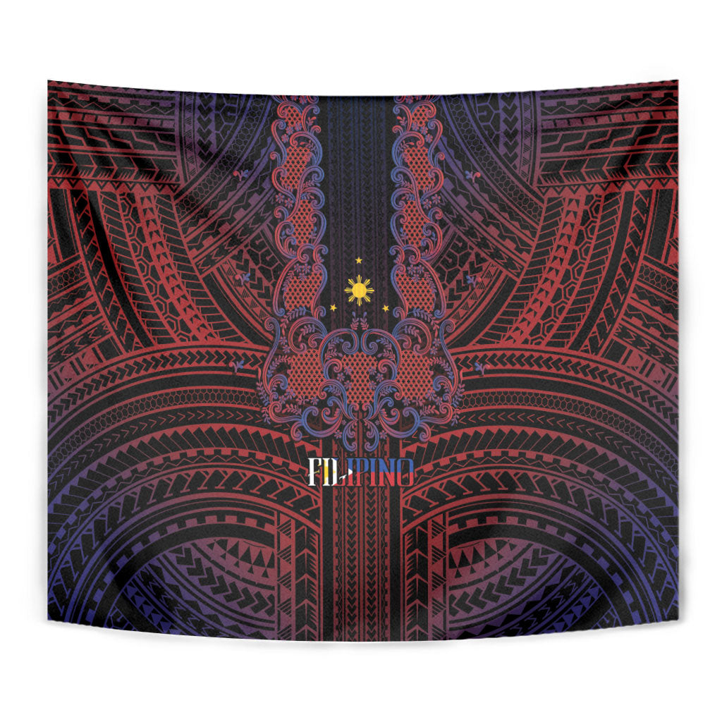 Filipino Barong Tagalog Inspired Tapestry Mabuhay Philippines Festival Polynesian Pattern LT14 - Polynesian Pride