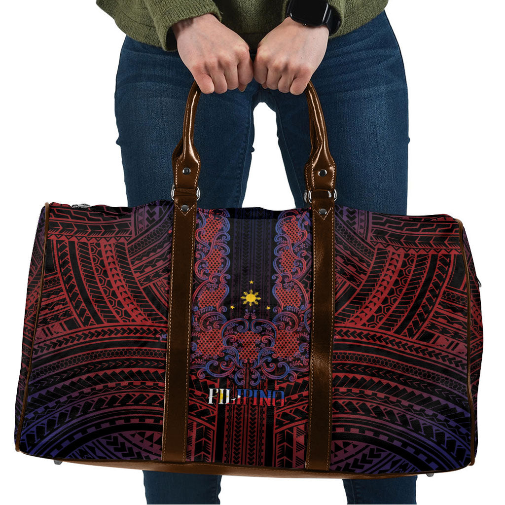 Filipino Barong Tagalog Inspired Travel Bag Mabuhay Philippines Festival Polynesian Pattern LT14 Black - Polynesian Pride