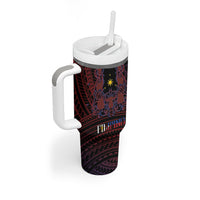 Filipino Barong Tagalog Inspired Personalised Tumbler With Handle Mabuhay Philippines Festival Polynesian Pattern LT14 - Polynesian Pride