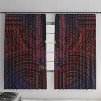 Filipino Barong Tagalog Inspired Window Curtain Mabuhay Philippines Festival Polynesian Pattern LT14 With Hooks Black - Polynesian Pride