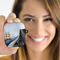 Personalised New Zealand Pakeha AirPods Case Kiwi Silver Fern and Sailing Ship Compass LT14 - Polynesian Pride