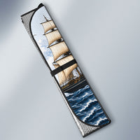 Personalised New Zealand Pakeha Auto Sun Shade Kiwi Silver Fern and Sailing Ship Compass LT14 - Polynesian Pride