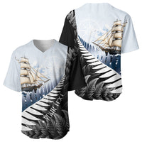 Personalised New Zealand Pakeha Baseball Jersey Kiwi Silver Fern and Sailing Ship Compass LT14 - Polynesian Pride