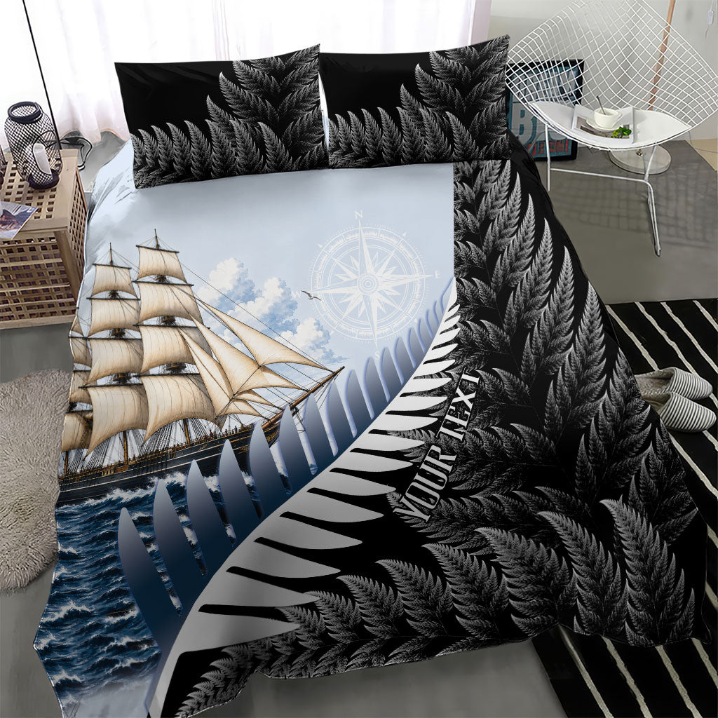 Personalised New Zealand Pakeha Bedding Set Kiwi Silver Fern and Sailing Ship Compass LT14 - Polynesian Pride