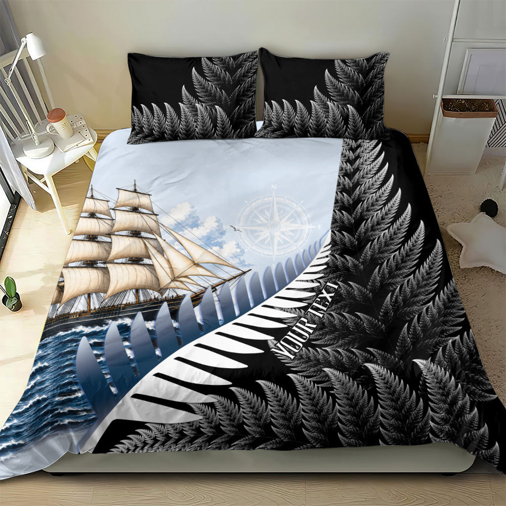 Personalised New Zealand Pakeha Bedding Set Kiwi Silver Fern and Sailing Ship Compass LT14 - Polynesian Pride