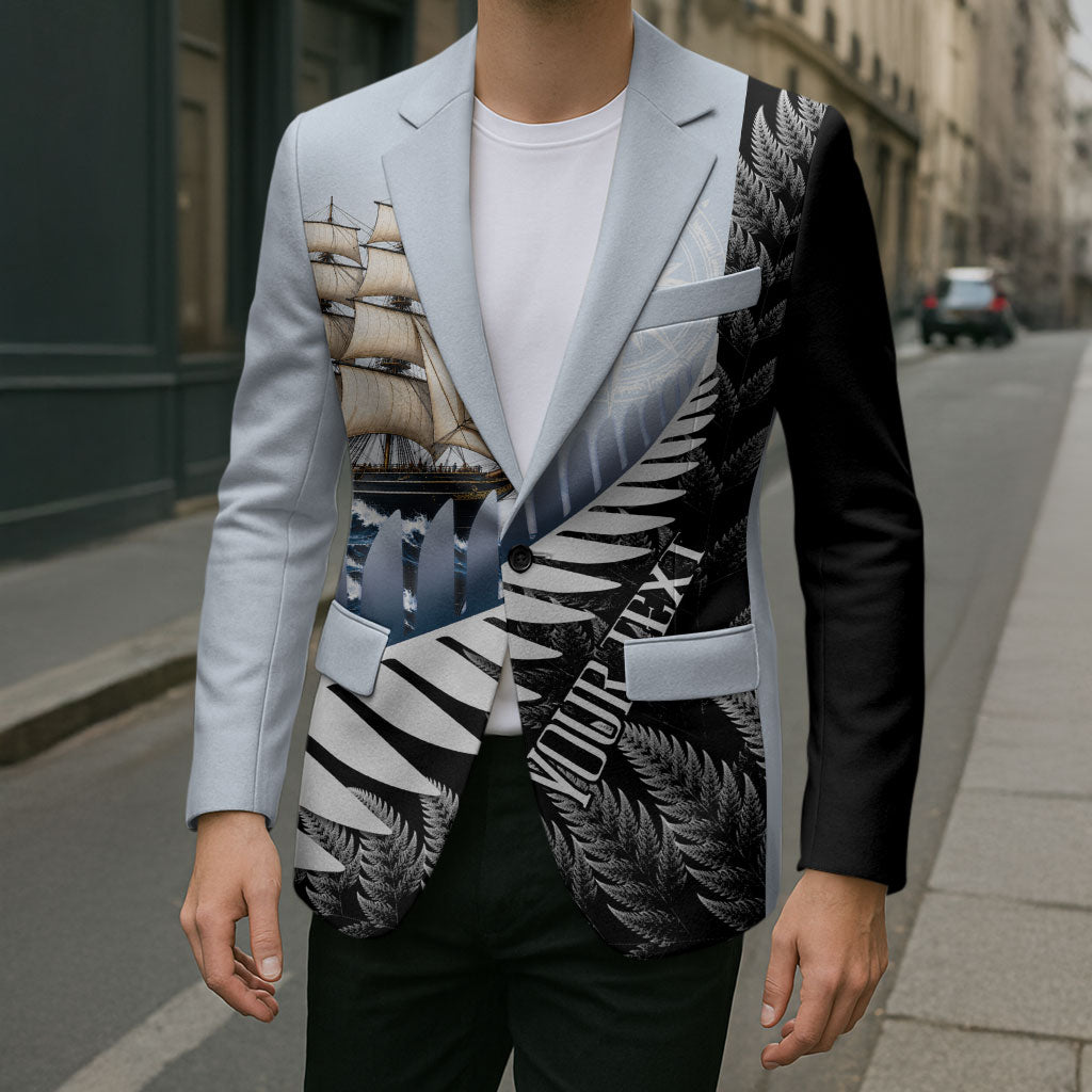 Personalised New Zealand Pakeha Blazer Kiwi Silver Fern and Sailing Ship Compass LT14 - Polynesian Pride