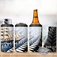 Personalised New Zealand Pakeha 4 in 1 Can Cooler Tumbler Kiwi Silver Fern and Sailing Ship Compass LT14 - Polynesian Pride