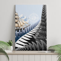 Personalised New Zealand Pakeha Canvas Wall Art Kiwi Silver Fern and Sailing Ship Compass LT14 - Polynesian Pride