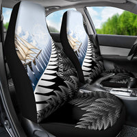 Personalised New Zealand Pakeha Car Seat Cover Kiwi Silver Fern and Sailing Ship Compass LT14 - Polynesian Pride