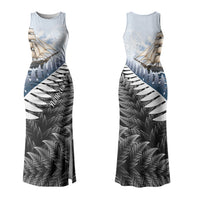 Personalised New Zealand Pakeha Couples Matching Tank Maxi Dress and Hawaiian Shirt Kiwi Silver Fern and Sailing Ship Compass LT14 - Polynesian Pride