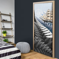 New Zealand Pakeha Door Cover Kiwi Silver Fern and Sailing Ship Compass LT14 - Polynesian Pride