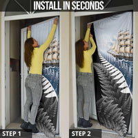 New Zealand Pakeha Door Cover Kiwi Silver Fern and Sailing Ship Compass LT14 - Polynesian Pride