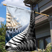 Personalised New Zealand Pakeha Garden Flag Kiwi Silver Fern and Sailing Ship Compass LT14 - Polynesian Pride