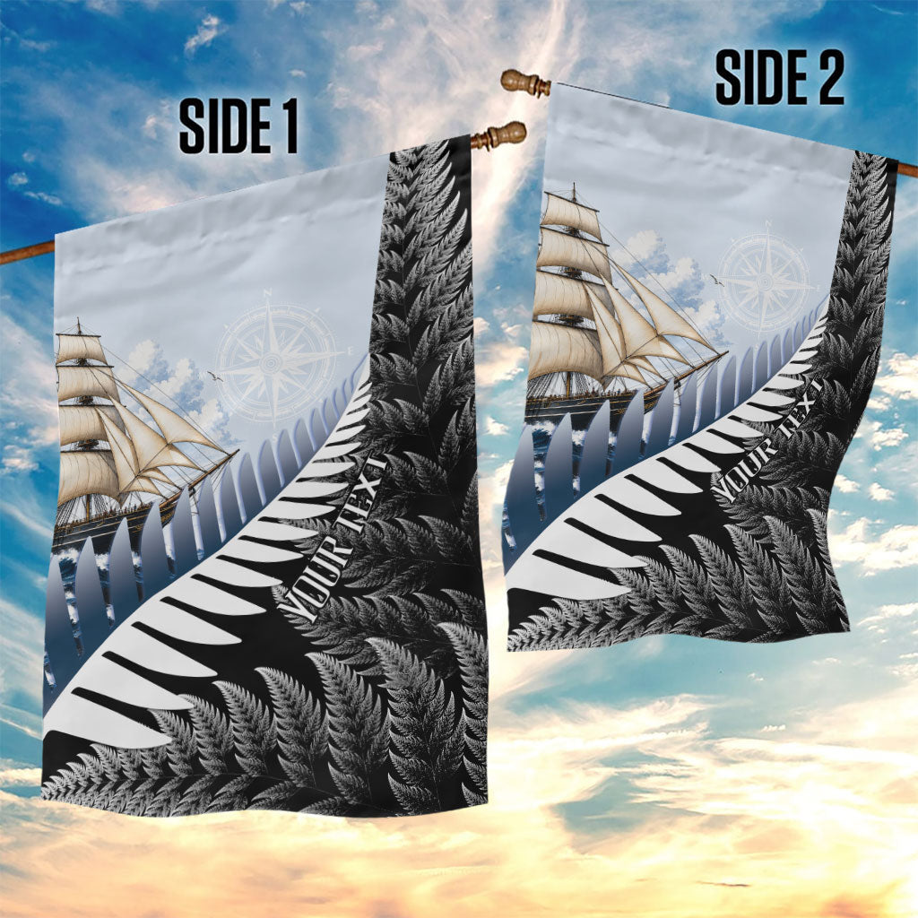 Personalised New Zealand Pakeha Garden Flag Kiwi Silver Fern and Sailing Ship Compass LT14 - Polynesian Pride