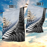 Personalised New Zealand Pakeha Garden Flag Kiwi Silver Fern and Sailing Ship Compass LT14 - Polynesian Pride