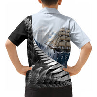 Personalised New Zealand Pakeha Hawaiian Shirt Kiwi Silver Fern and Sailing Ship Compass LT14 - Polynesian Pride