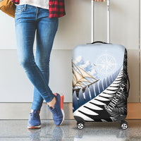 Personalised New Zealand Pakeha Luggage Cover Kiwi Silver Fern and Sailing Ship Compass LT14 - Polynesian Pride