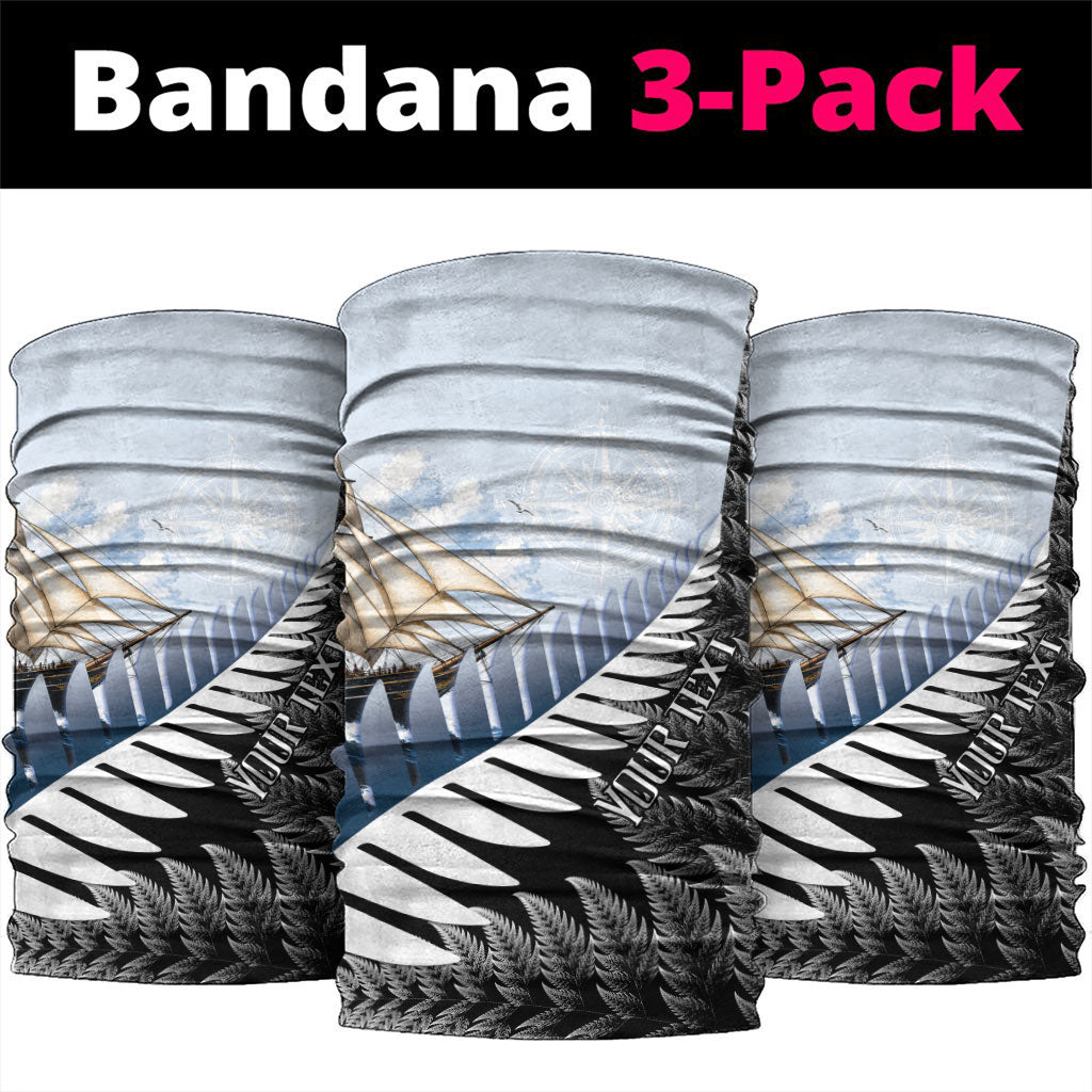 Personalised New Zealand Pakeha Neck Gaiter Kiwi Silver Fern and Sailing Ship Compass LT14 package One Size: 25*50cm Blue - Polynesian Pride