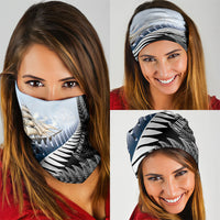 Personalised New Zealand Pakeha Neck Gaiter Kiwi Silver Fern and Sailing Ship Compass LT14 - Polynesian Pride