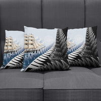 Personalised New Zealand Pakeha Pillow Cover Kiwi Silver Fern and Sailing Ship Compass LT14 - Polynesian Pride