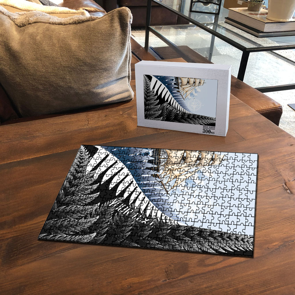 Personalised New Zealand Pakeha Puzzle Kiwi Silver Fern and Sailing Ship Compass LT14 - Polynesian Pride