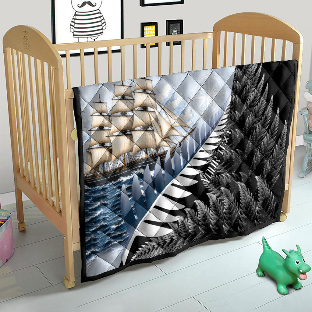 Personalised New Zealand Pakeha Quilt Kiwi Silver Fern and Sailing Ship Compass LT14 - Polynesian Pride