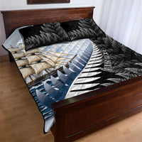 Personalised New Zealand Pakeha Quilt Bed Set Kiwi Silver Fern and Sailing Ship Compass LT14 - Polynesian Pride